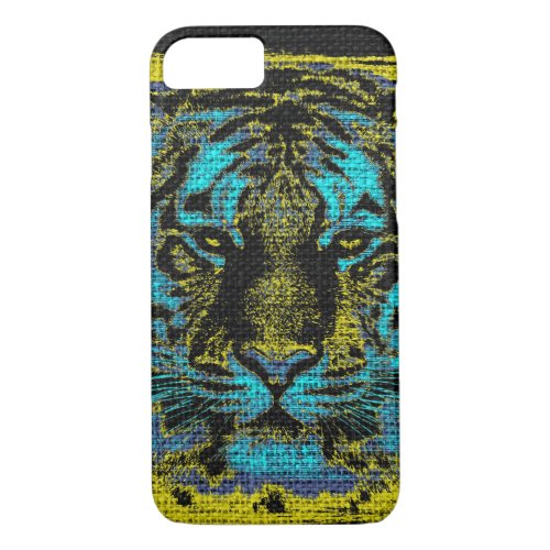 Tiger Fine Art on Burlap Rustic Jute 2 iPhone 87 Case