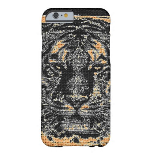 Tiger Fine Art on Burlap Rustic Jute 3 Barely There iPhone 6 Case