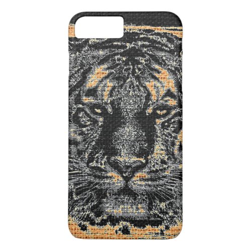 Tiger Fine Art on Burlap Rustic Jute 3 iPhone 8 Plus7 Plus Case