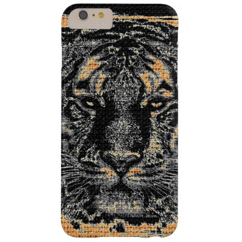 Tiger Fine Art on Burlap Rustic Jute 3 Barely There iPhone 6 Plus Case