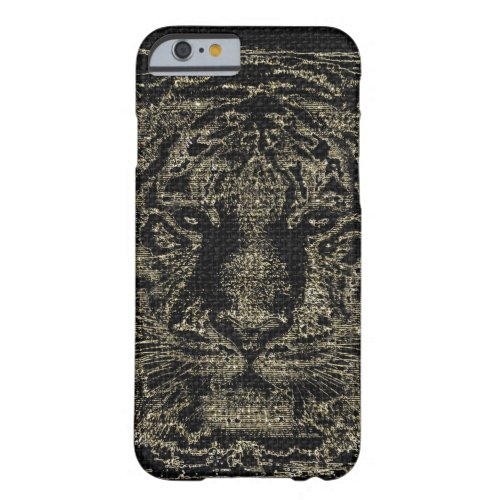 Tiger Fine Art on Burlap Rustic Jute 4 Barely There iPhone 6 Case