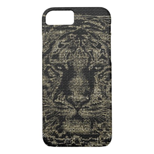 Tiger Fine Art on Burlap Rustic Jute 4 iPhone 87 Case