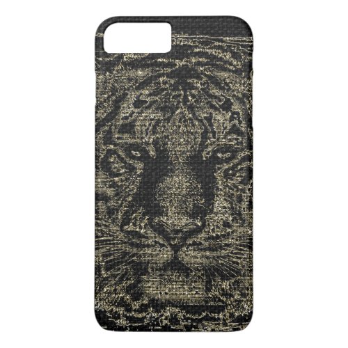 Tiger Fine Art on Burlap Rustic Jute 4 iPhone 8 Plus7 Plus Case