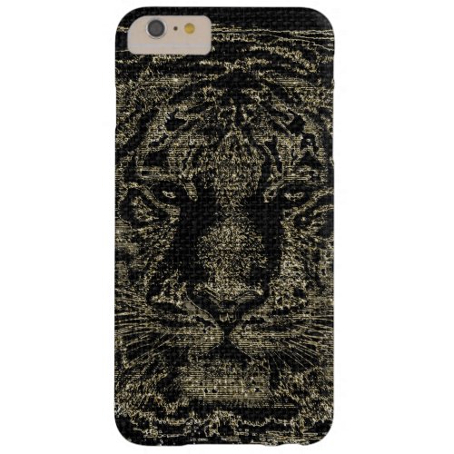 Tiger Fine Art on Burlap Rustic Jute 4 Barely There iPhone 6 Plus Case