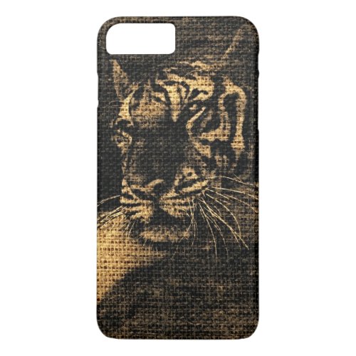 Tiger Fine Art on Burlap Rustic Jute 5 iPhone 8 Plus7 Plus Case