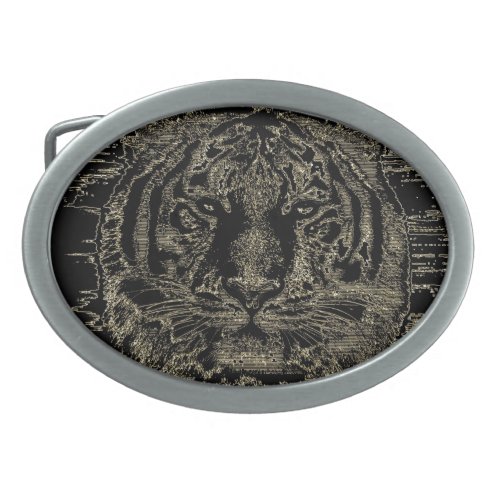 Tiger Fine Art Oval Belt Buckle