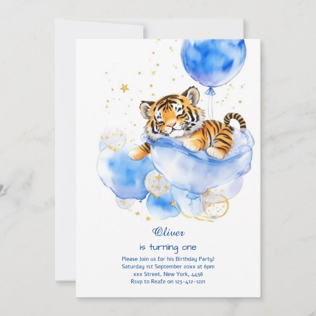 Tiger First Birthday Invitation (Front)