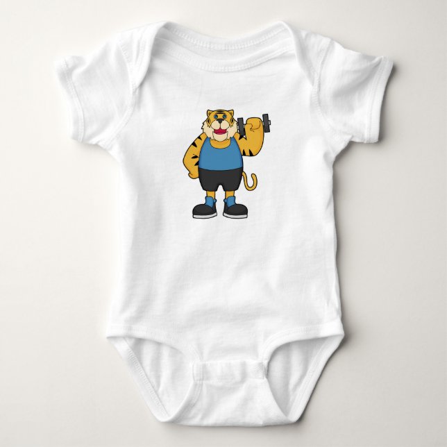Tiger Fitness Dumbbell Baby Bodysuit (Front)