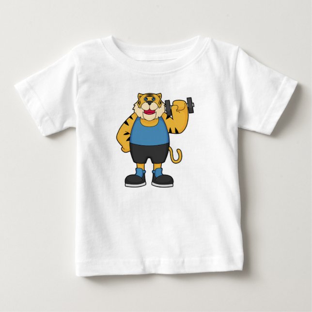 Tiger Fitness Dumbbell Baby T-Shirt (Front)