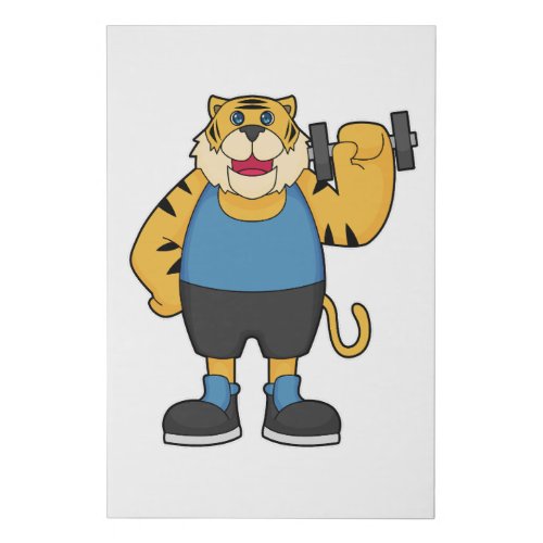 Tiger Fitness Dumbbell Faux Canvas Print