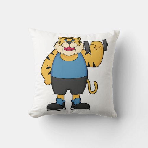 Tiger Fitness Dumbbell Throw Pillow