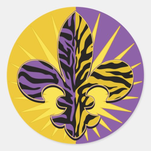 Tiger Fleur de lis Gifts Classic Round Sticker