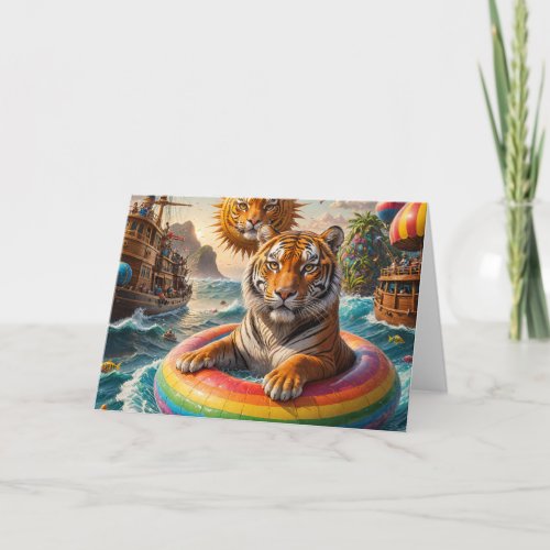 Tiger Floating on a Summer Day Card