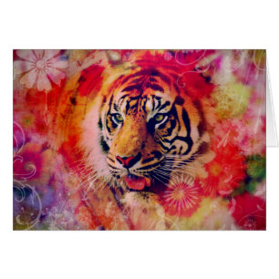 Tiger Floral Digital Art Cards