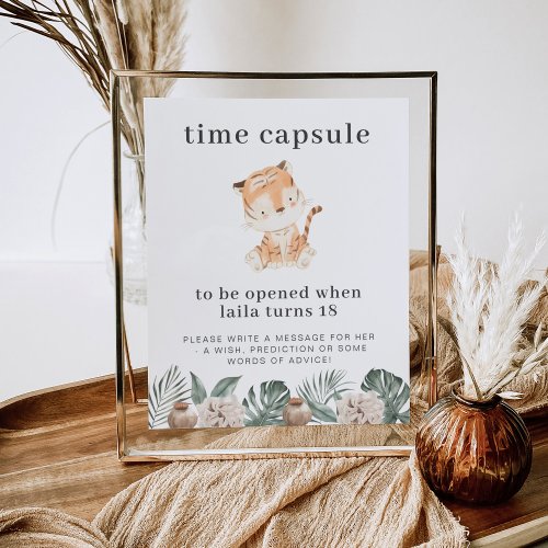 Tiger Floral Greenery Time Capsule Poster