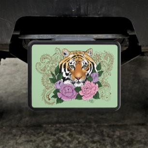 Tiger Floral Henna Botanical Flowers Green Hitch Cover
