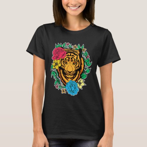Tiger Flower Animal Lover For Men Women Chinese Ti T_Shirt