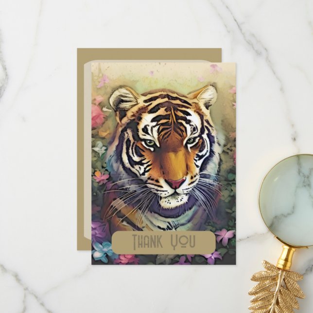Tiger Flower Thank You Card (Front/Back In Situ)