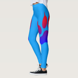 Tiger Foot Print Blue Leggings