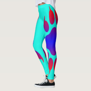 Tiger Foot Print Turquoise Leggings