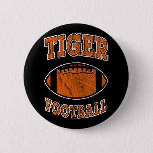 Tiger Football Vintage Distressed  Button