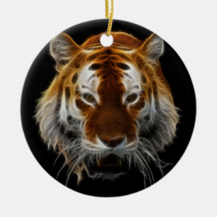 Tiger Fractal Ceramic Ornament