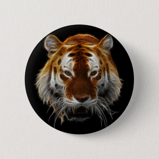 Tiger Fractal Pinback Button (Front)