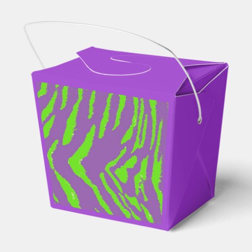 Tiger Fur Pattern Purple and Green Favor Boxes