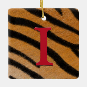 Tiger Fur Personalized Monogram & Message Alphabet Ceramic Ornament