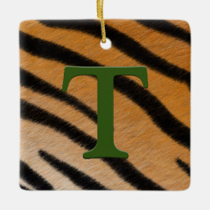 Tiger Fur Personalized Monogram & Message Kids Ceramic Ornament