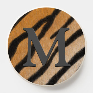 Tiger Fur Realistic Animal Print Monogrammed PopSocket