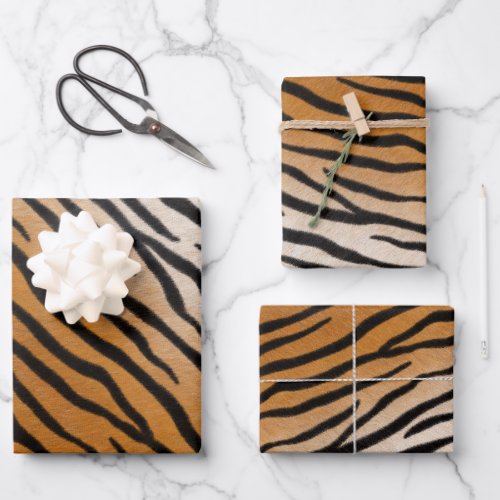Tiger Fur Realistic Striped Wild Animal Print Wrapping Paper Sheets