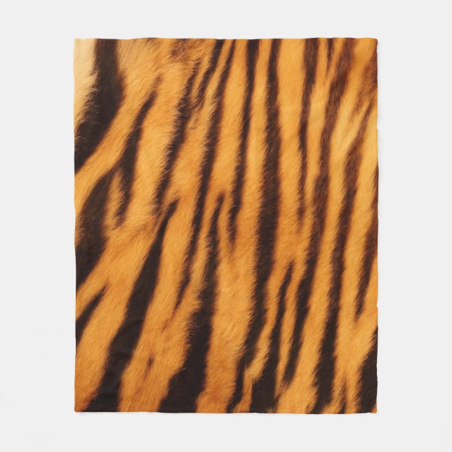 Tiger Fur Skin Print Pattern Fleece Blanket (Front)