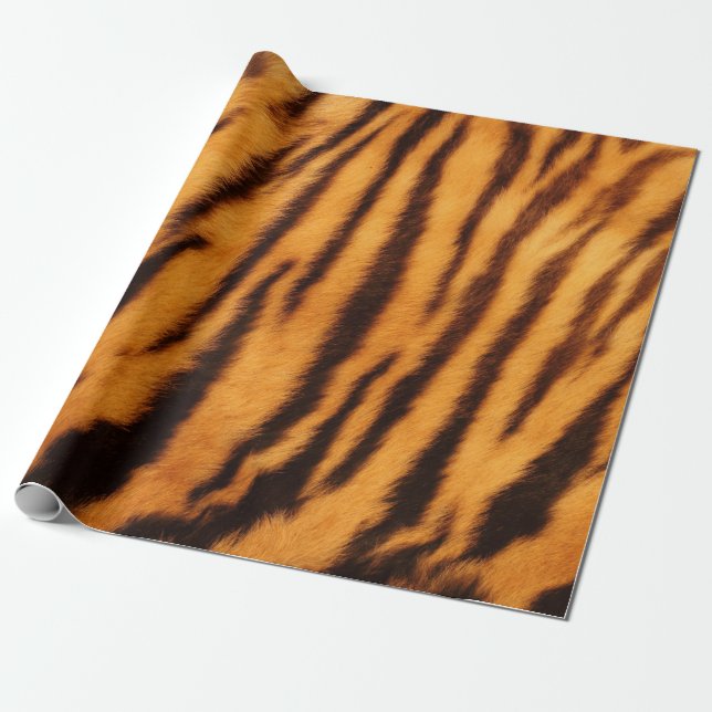 Tiger Fur Skin Print Pattern Wrapping Paper (Unrolled)