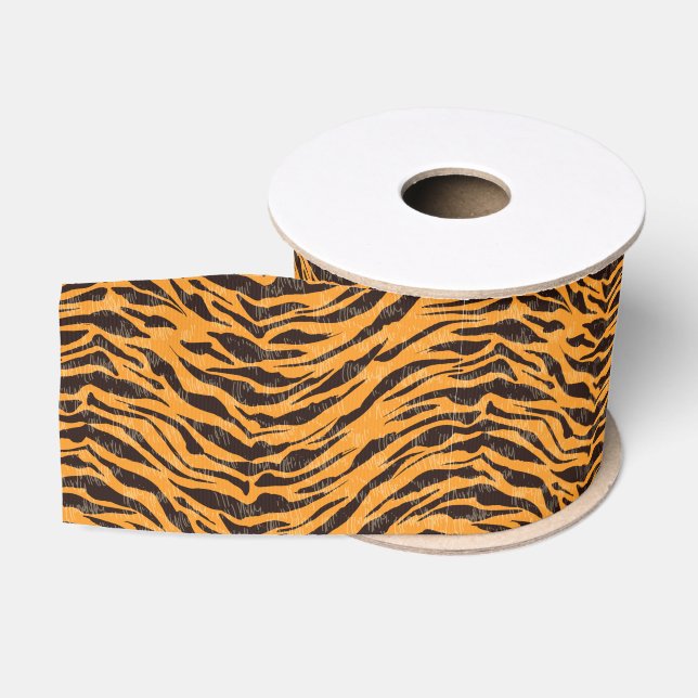 Tiger fur, tiger skin, animal skin pattern grosgrain ribbon (Spool)