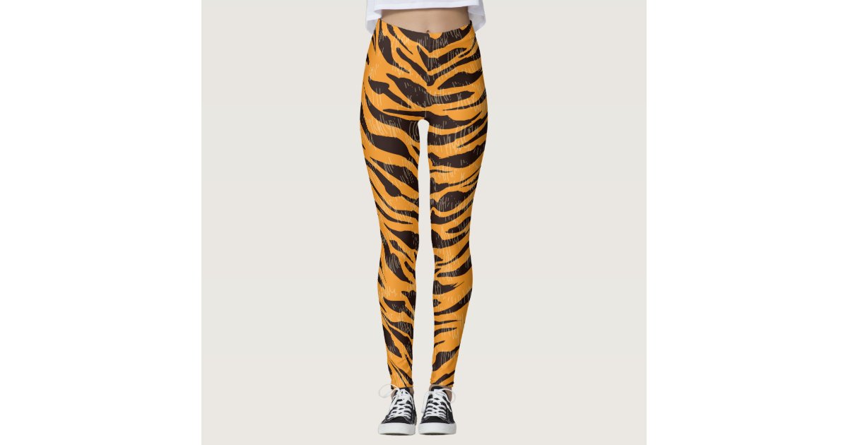 Tiger fur, tiger skin, animal skin pattern leggings