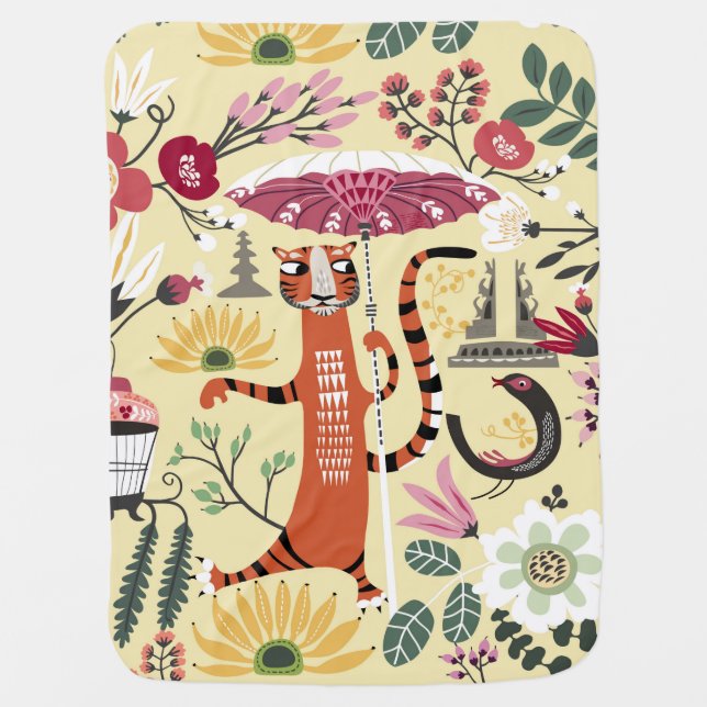 Tiger Garden Baby Blanket (Front)