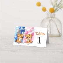 Tiger Gender Reveal Folded Place Card