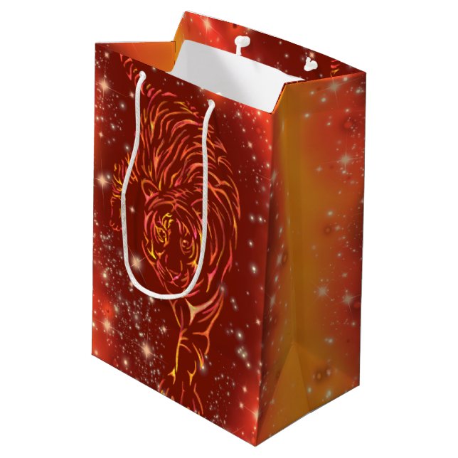 Tiger Gift Bag Running In Galaxy Starry Night (Back Angled)