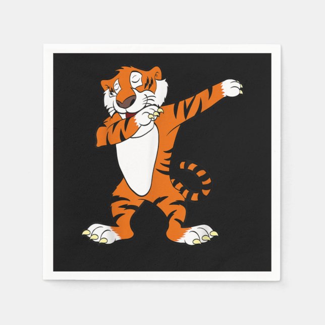 Tiger Gift | Dabbing Cute Tiger Animal Party Napkins (Front)