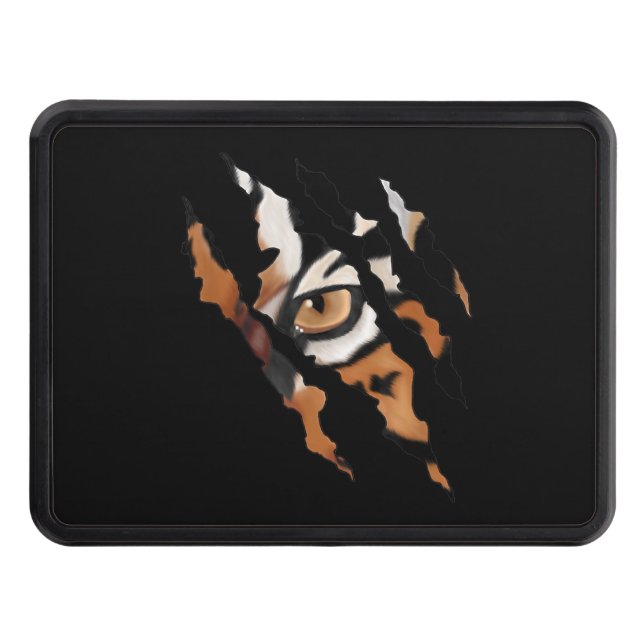 Tiger Gift |Fearless Tiger Cat Eye Claw Silhouette Hitch Cover (Front)