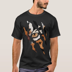 Tiger Gift Fearless Tiger Cat Eye Claw Silhouette T-Shirt
