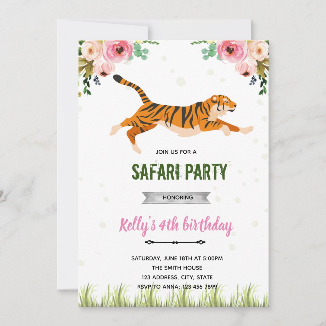 Tiger girl birthday invitation | Zazzle