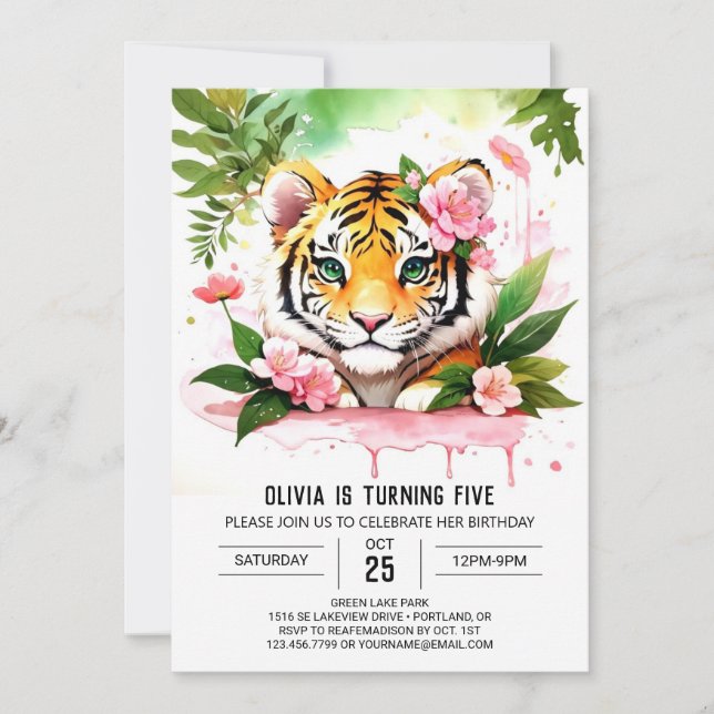 Tiger Girl Birthday Invitation (Front)