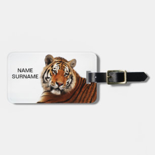 Tiger glance sideways photo luggage tag