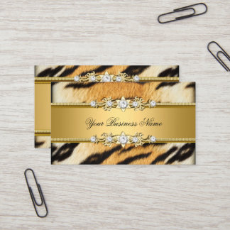 Tiger Gold Animal Black Jewel Look Image Business Card