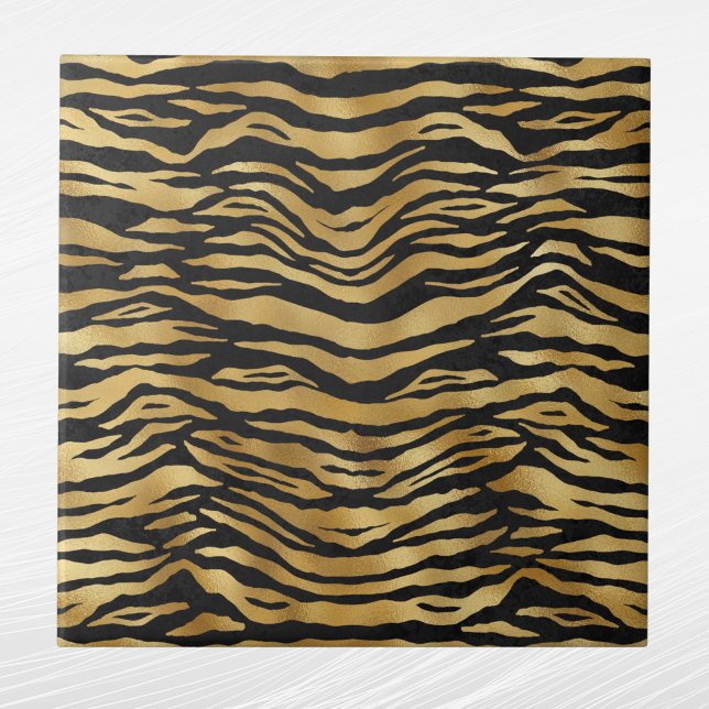 Tiger Gold Black Animal Print Ceramic Tile (Creator Uploaded)