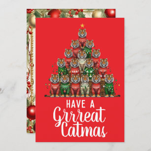 Tiger Great Catmas Christmas Tree Holiday Card