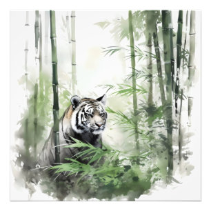 Tiger Green Bamboo Forest Photo Print