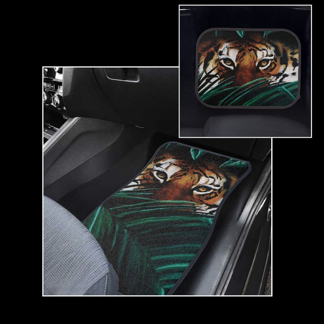Tiger Green Jungle Leaves Car Floor Mat (Creator Uploaded)